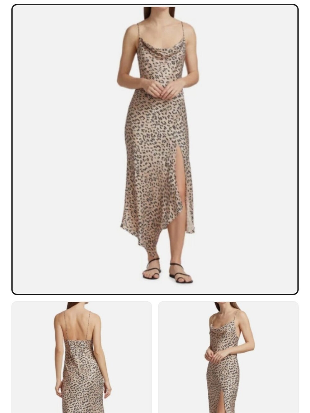 Alice + Olivia Blush Pink and Black Leopard-Print Cowl Neck Maxi Dress